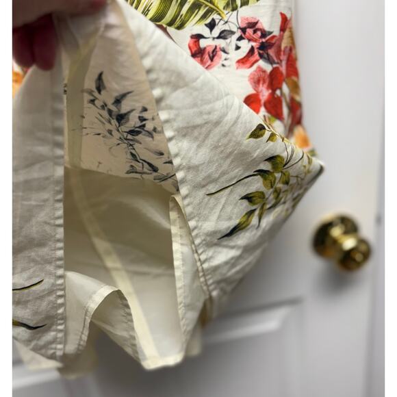 Talbots Tropical Print Skirt, Linen Blend, Lined, Pleats, Women's Size 10p - Picture 3 of 5